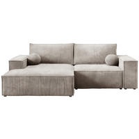 ECKSOFA Pablo Mini mit Schlaffunktion Beige Cord - Beige, Textil (255/148cm) - Bromarkt
