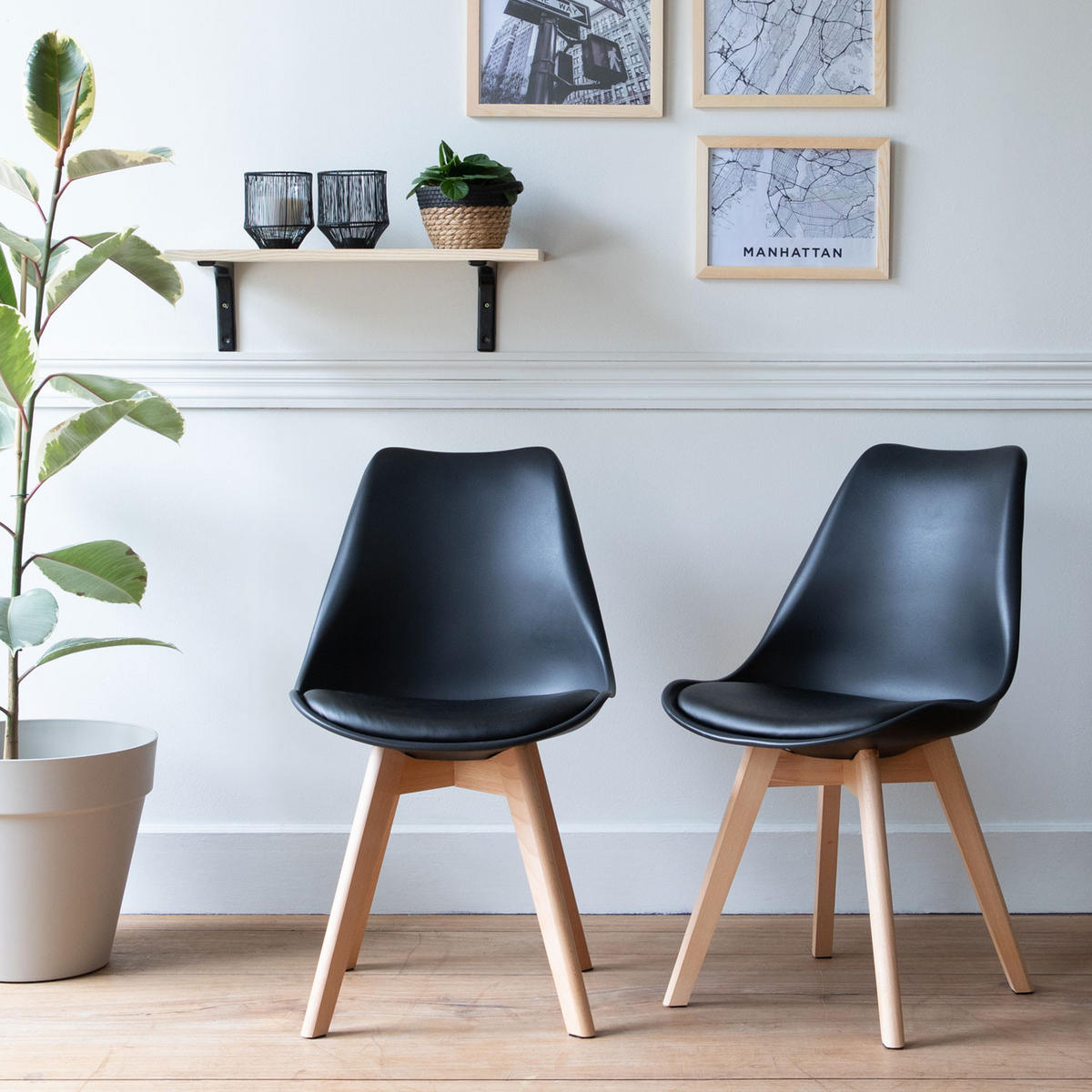 STÜHLE Nora Schwarz 2er-Set - Schwarz, Kunststoff (49/81/52cm) - Happy Garden