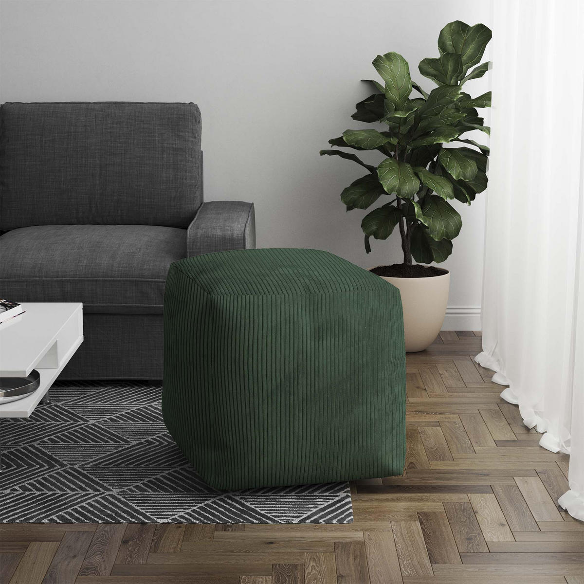 SITZSACK CUBE Forest Symphony - Dunkelgrün/Grün, Textil (60/60/60cm) - Dreamroots
