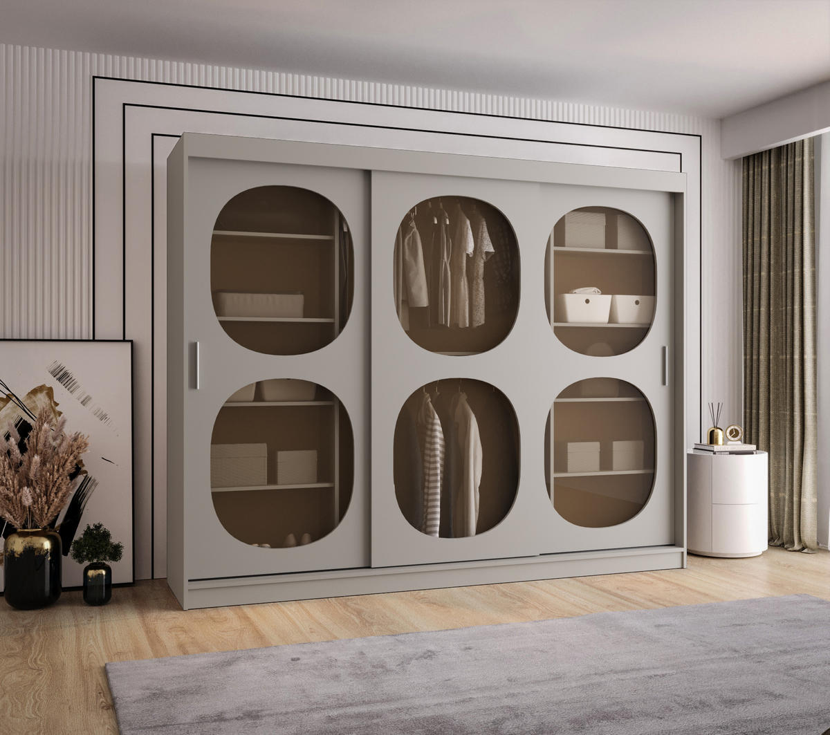 SCHWEBETÜRENSCHRANK 200/250/62 3-türig - Kaschmir, Holz (250/200/62cm) - Abiks Möbel