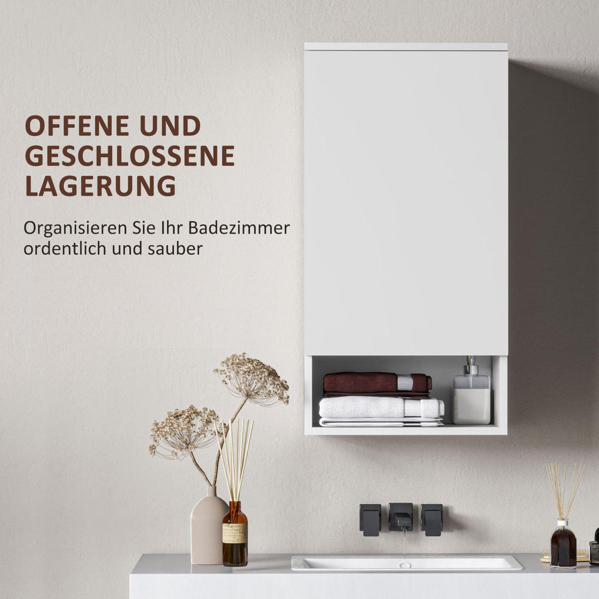 HÄNGESCHRANK 40x27x77 cm Weiß aus Spanplatte mit 3 Fächern & verstellbaren Regalen - Weiß, Holzwerkstoff (40/77/27cm) - Modfu