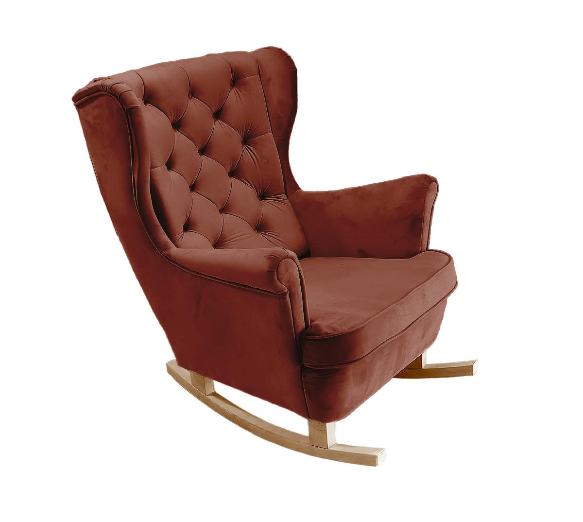 SCHAUKELSESSEL mit gepolstertem Sitz und Armlehnen, 102x81x95 cm, Burgunderrot_29833 - Kirschbaumfarben/Buchefarben, Holz/Textil (81/102/95cm) - DomoHome