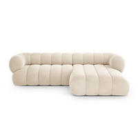 ECKSOFA rechts Koge aus Samt leichtes beige 5 Sitzplätze - Creme, Textil (165/270cm) - Cosmopolitan Design