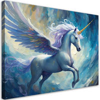 WANDBILD blaues einhorn - Blau, Textil (60/40cm) - Feeby