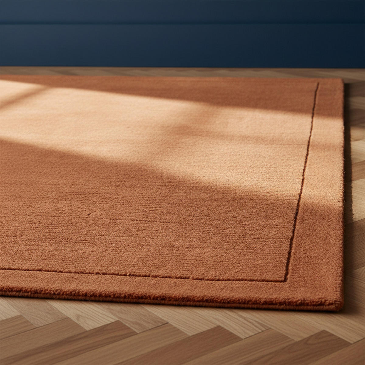 TEPPICH Schurwolle handgewebt mit Bordüre modern STOW, Terrakotta 120x170 cm - Orange, Textil (120/170cm) - KADIMA DESIGN