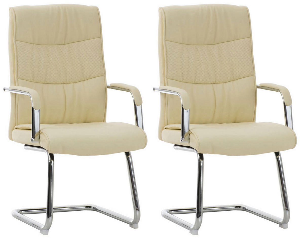 SCHWINGSTUHL 2er Set Lederlook creme - Creme, Textil/Metall (49/105/60cm) - CLP