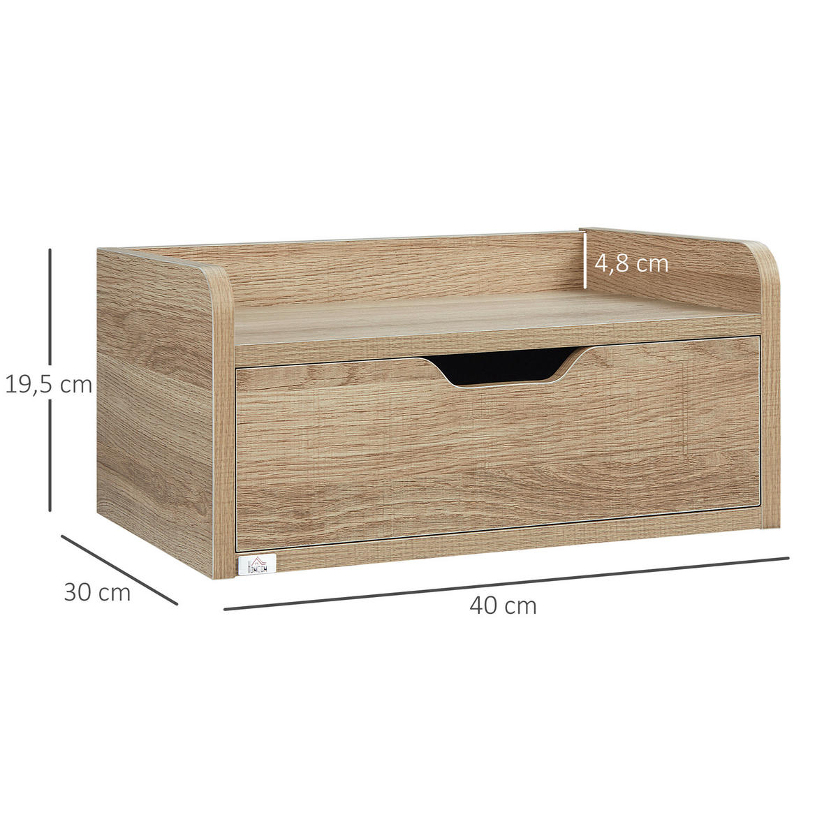 NACHTTISCH Braun Spanplatte hängend mit Schublade 2er-Set - Naturfarben, Holzwerkstoff (40/19.5/30cm) - PANGIVO