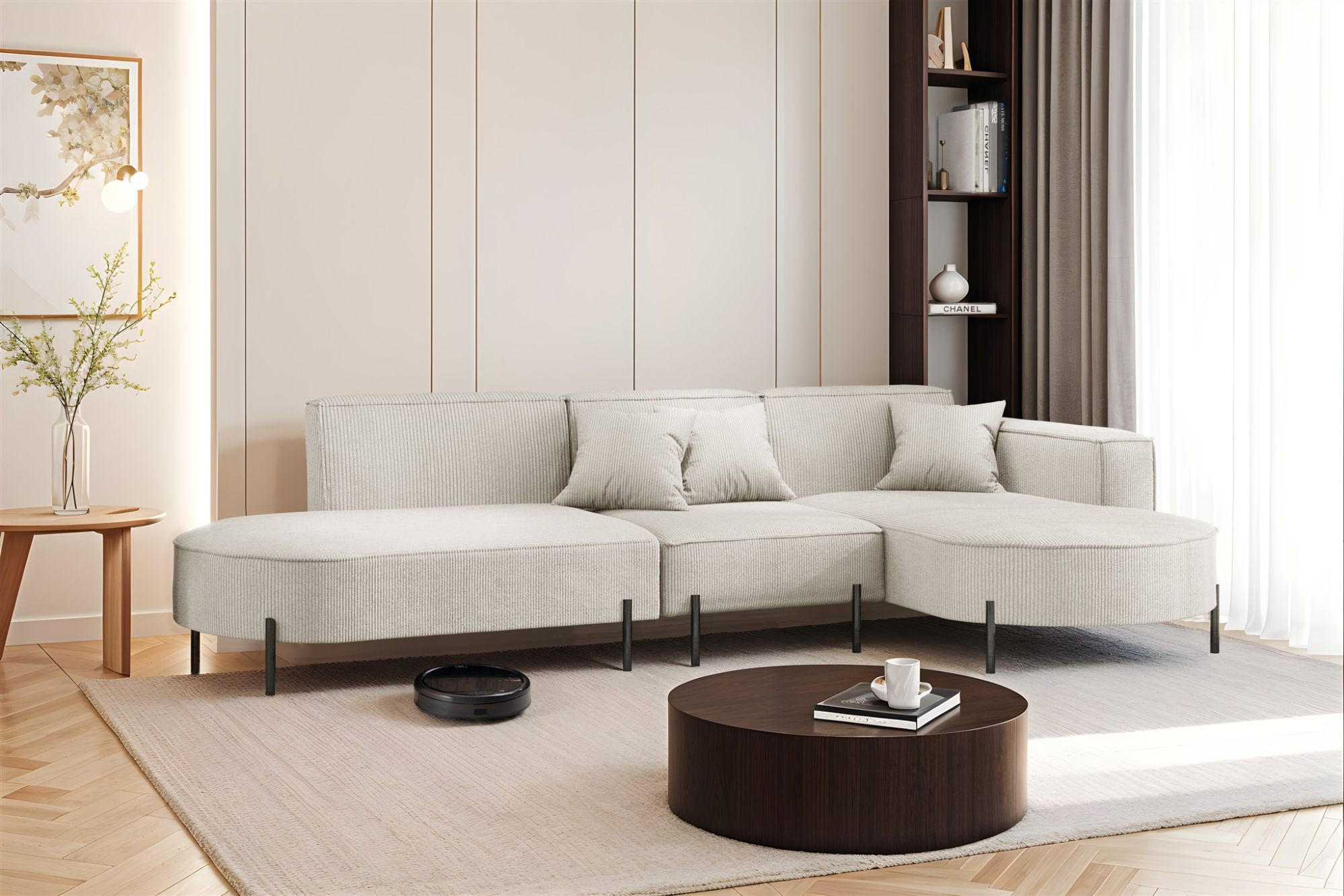 ECKSOFA Valencia - Beige, Holzwerkstoff/Textil (321/165cm) - Fun Möbel