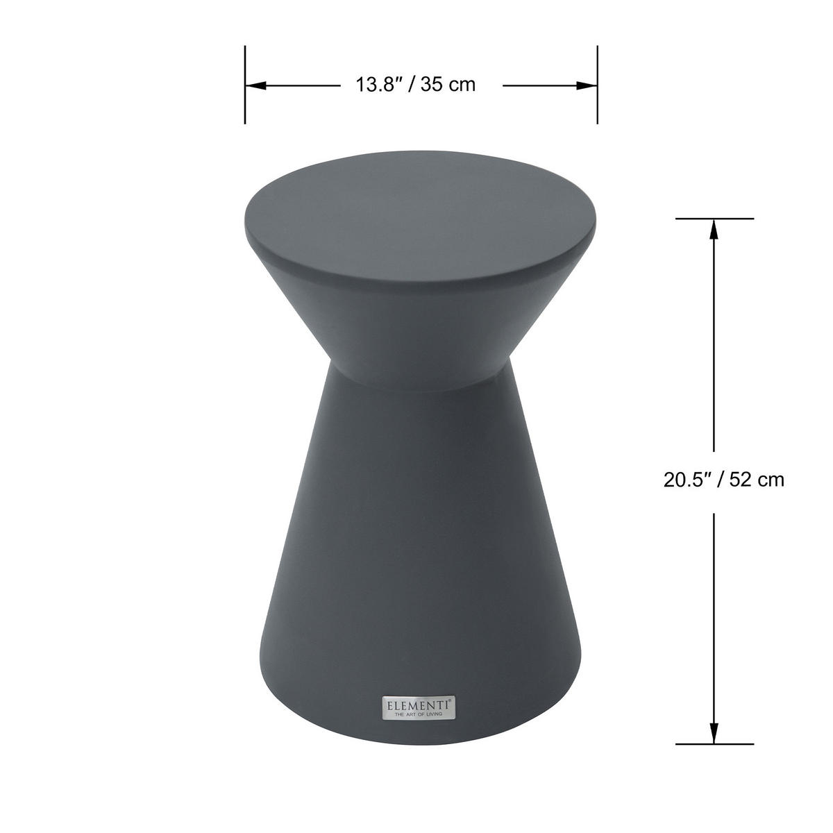 BEISTELLTISCH ROME rund Klein Betonoptik 35 x 35 x 50 cm - Schwarz, Naturmaterialien (35/35/52cm) - Elementi