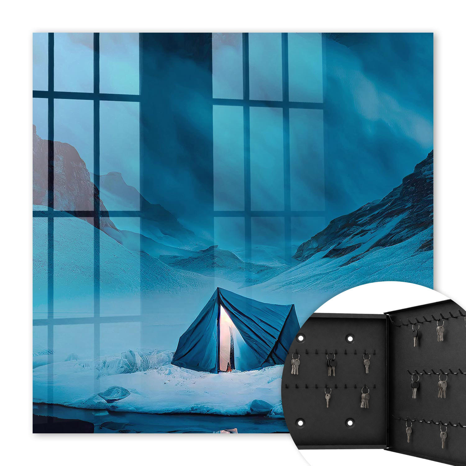 SCHLÜSSELBOX Schwarz 30x30 cm- Türöffnung nach rechts - Blaue Nacht - Blau, Metall (30/30/5cm) - TULUP