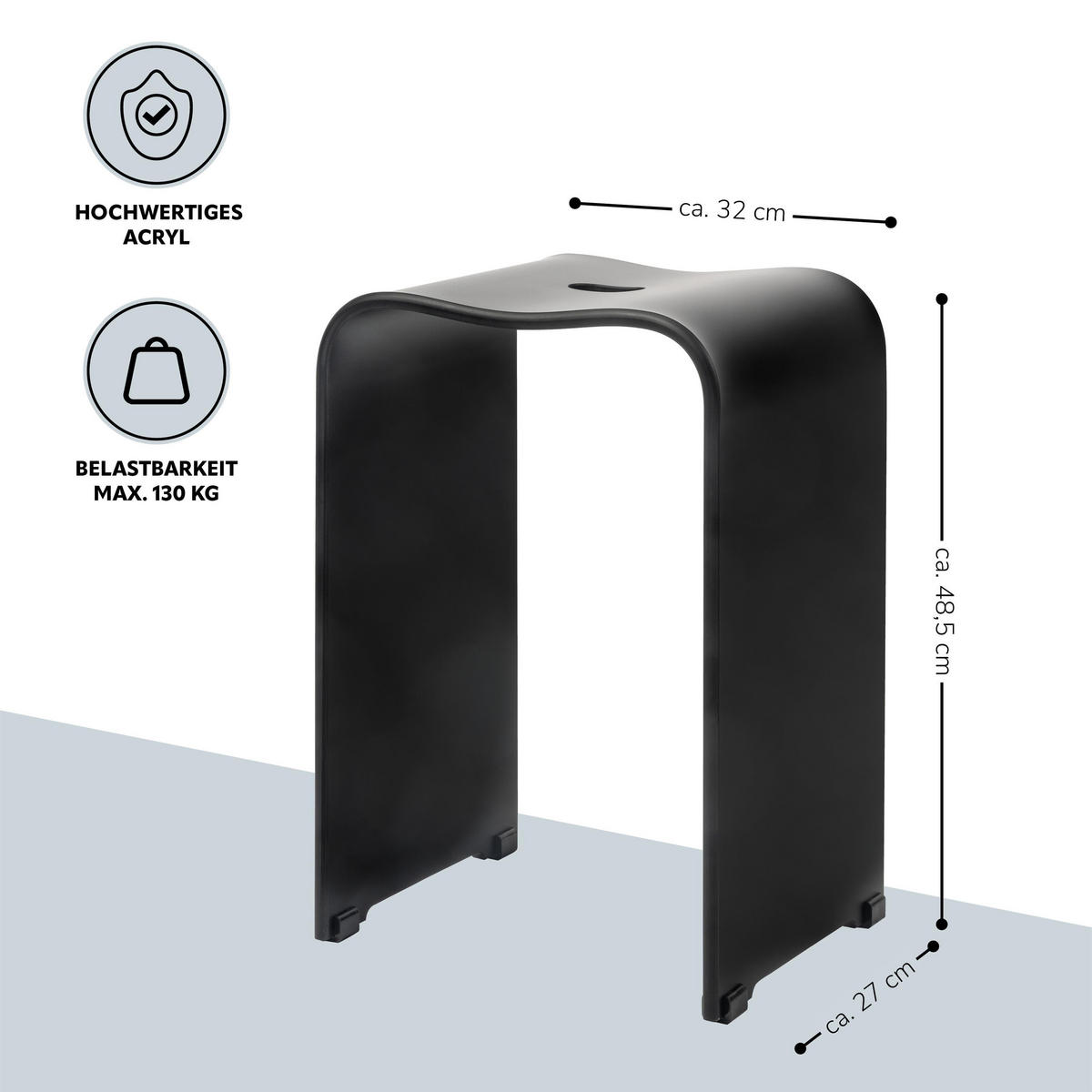 BADHOCKER, schwarz, Kunststoff - Schwarz, Kunststoff (32/48.5/27cm) - bremermann