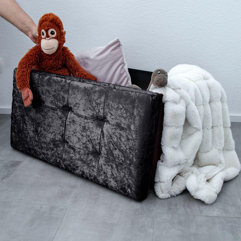 Thumbnail - Intirilife Sitzbank, Schwarz, Karton, 38x38x76 cm, Garderobe, Garderobenbänke