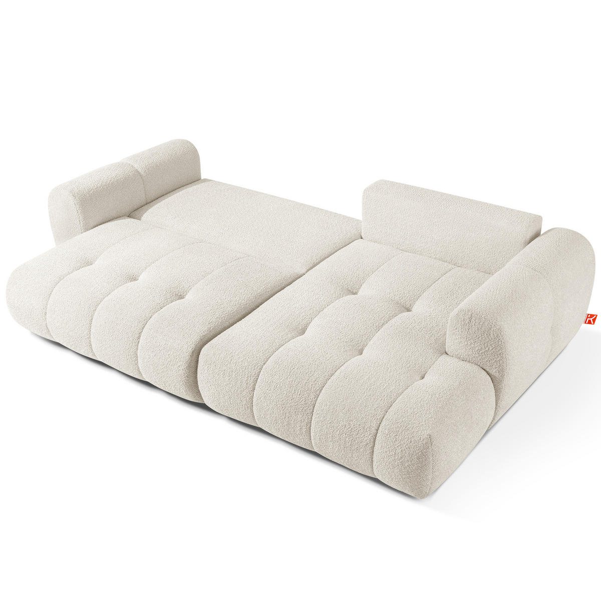 ECKSOFA RECHTS LIRA, Weiß, Bouclé - Weiß, Holz/Holzwerkstoff (295/112cm) - KONSIMO®