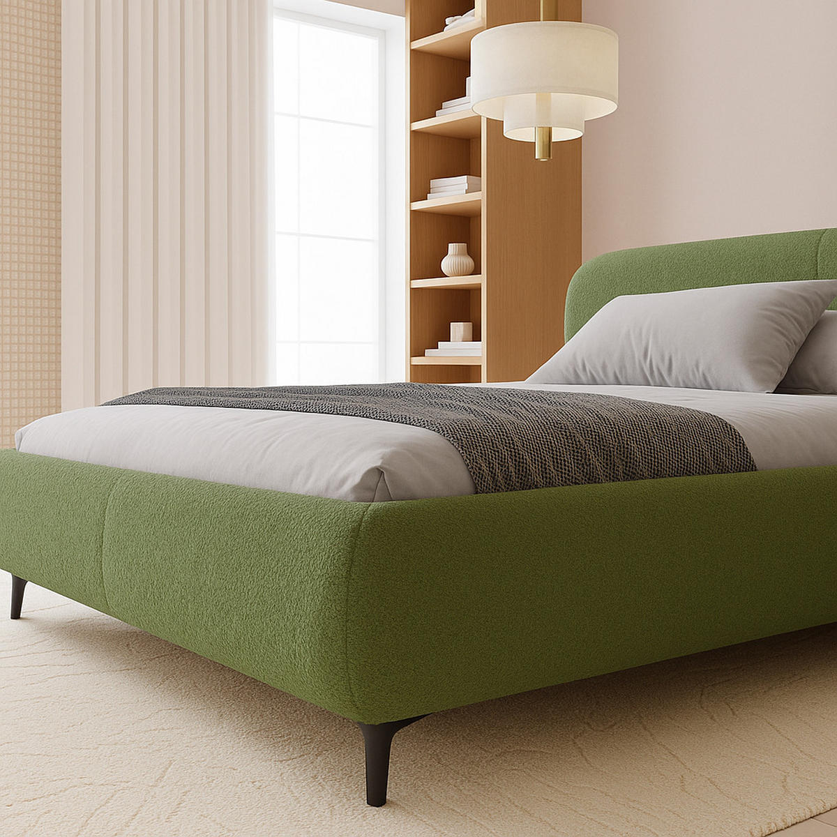 BETT Grün ELLE Gepolstert 180x200 cm - Grün, Kunststoff/Textil (180/200cm) - Sepro Meble