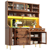 BUFFET 145/39/171 cm walnuss aus MDF und Glas mit LED - Walnussfarben, Glas (145/171/39cm) - OKWISH