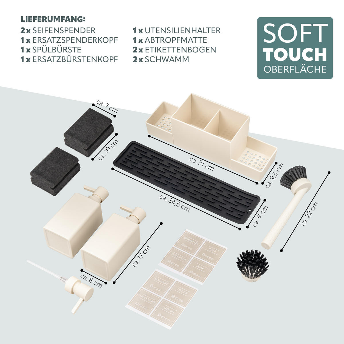 SPÜLBECKENORGANIZER, beige, Kunststoff - Beige, Kunststoff (34.5/24/9cm) - eluno