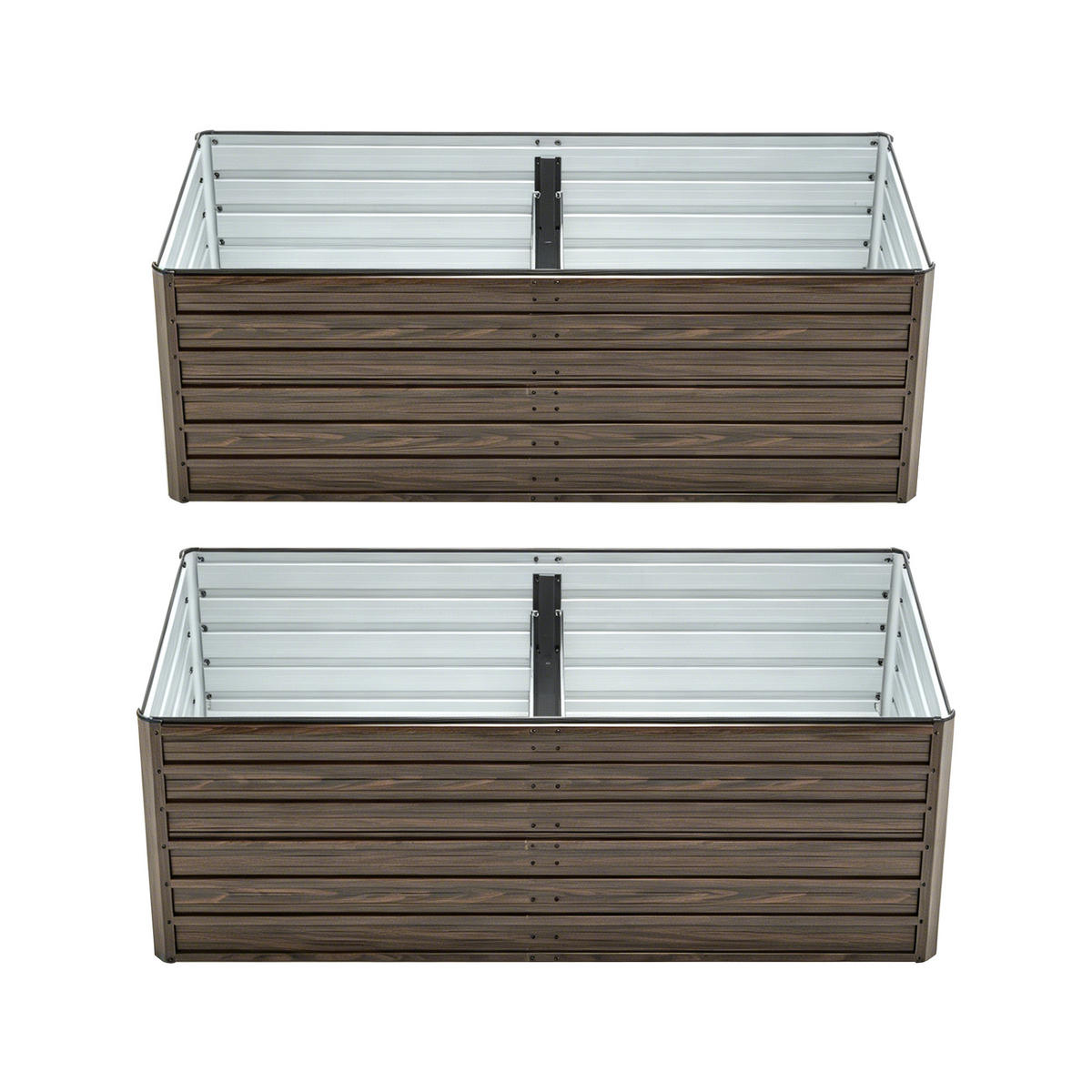 HOCHBEET 190/90/64 cm Holzmaserung (2 Stück) - Naturfarben, Metall (90/64/190cm) - Oxeza