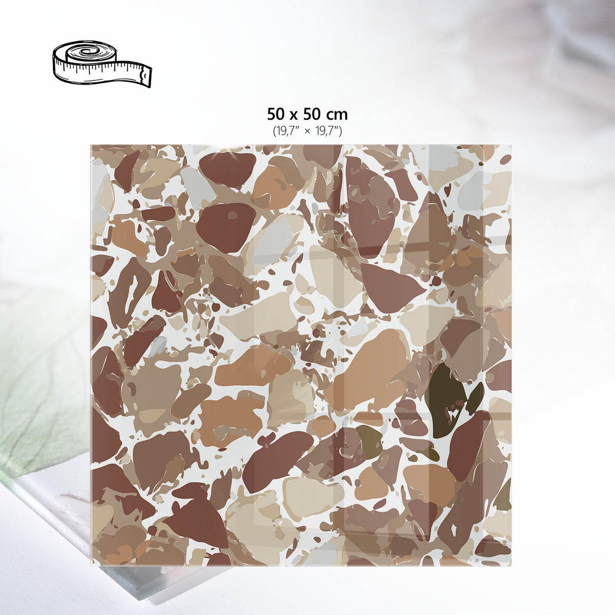 TISCHPLATTE 50x50 cm – Mosaikmuster - Weiß, Glas (0.4/50/50cm) - Wallfluent