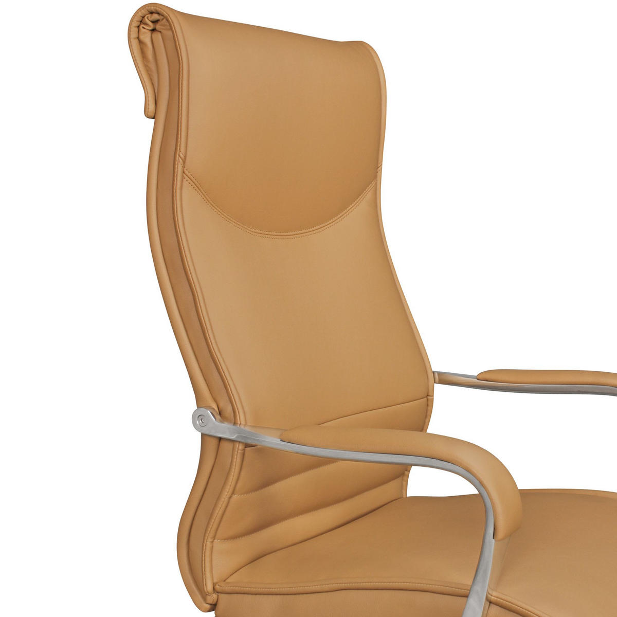 CHEFSESSEL XXL Kunstleder ergonomisch höhenverstellbar bis 150 kg VENGA, Braun 61x60x126 cm - Beige/Silberfarben, Kunststoff/Textil (61/126/60cm) - KADIMA DESIGN