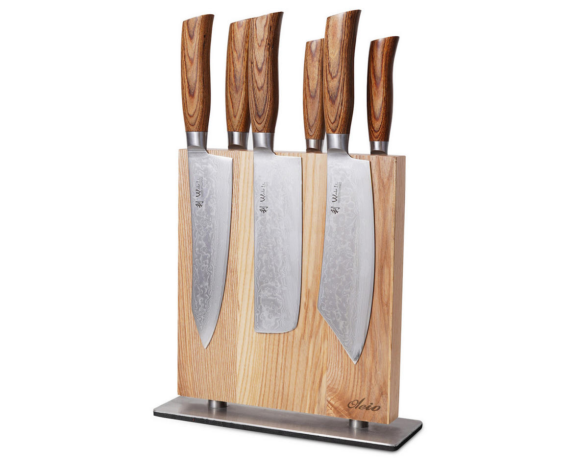 MAGNET-MESSERBLOCK - Eichefarben, Holz (23.6/3/26.5cm) - Oleio