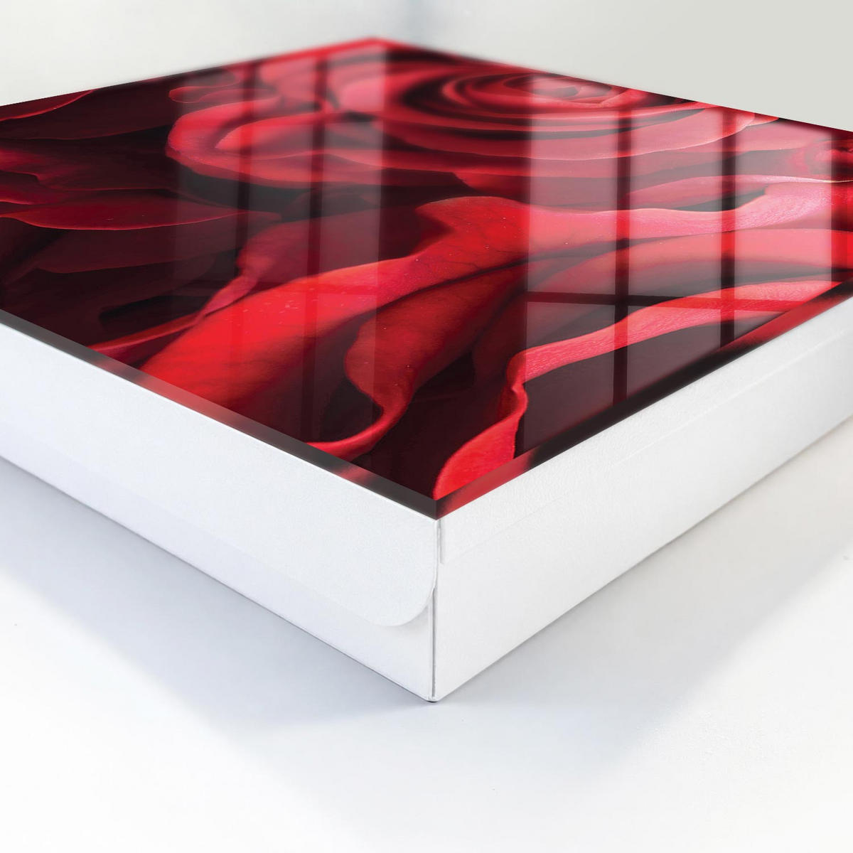 SCHLÜSSELBOX Weiß 30x30 cm – Türöffnung nach rechts - Rote Rosen - Rot, Metall (30/30/5cm) - TULUP