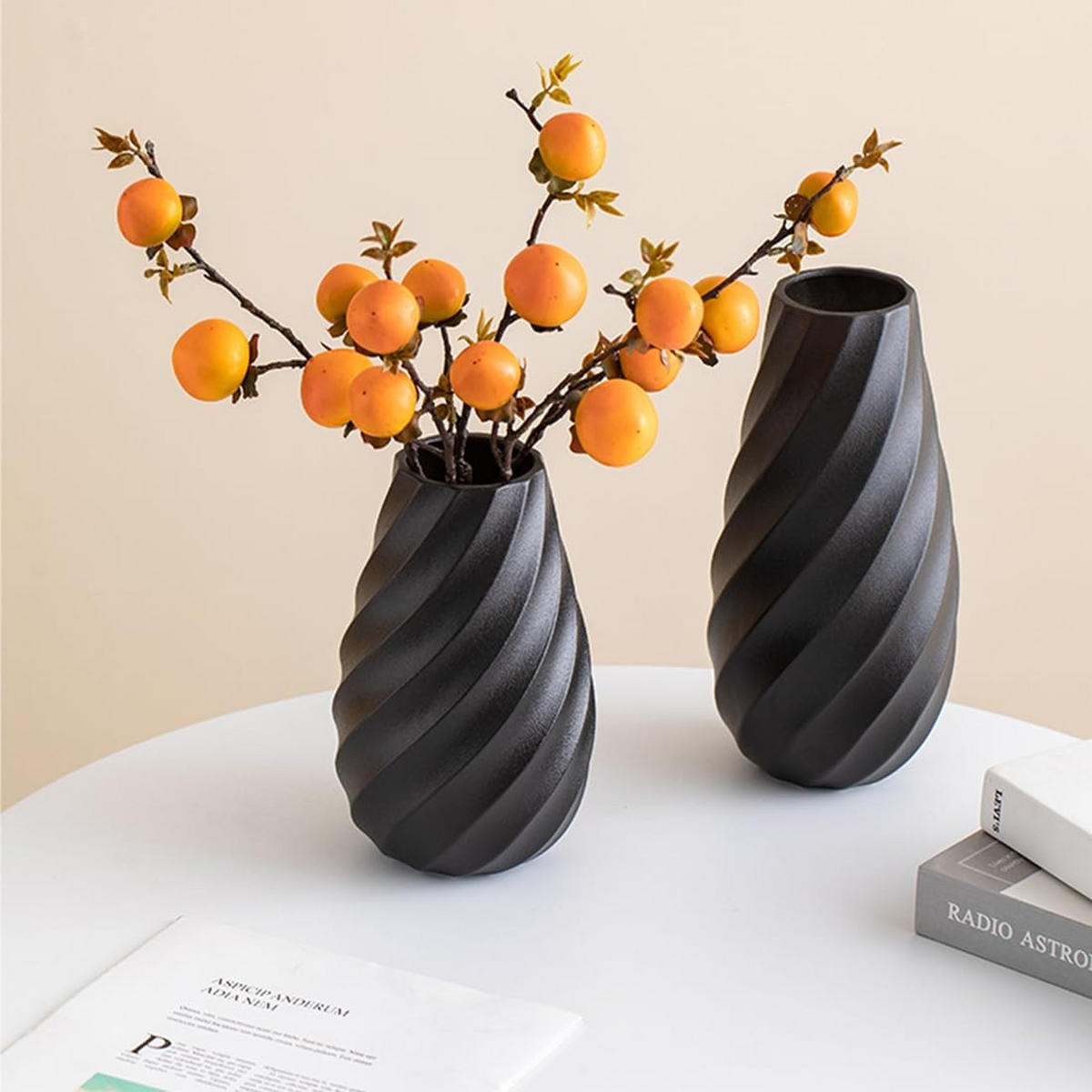 VASE 12 x 12 x 25,5 cm Keramik - Schwarz, Keramik (12cm) - LIBRATON