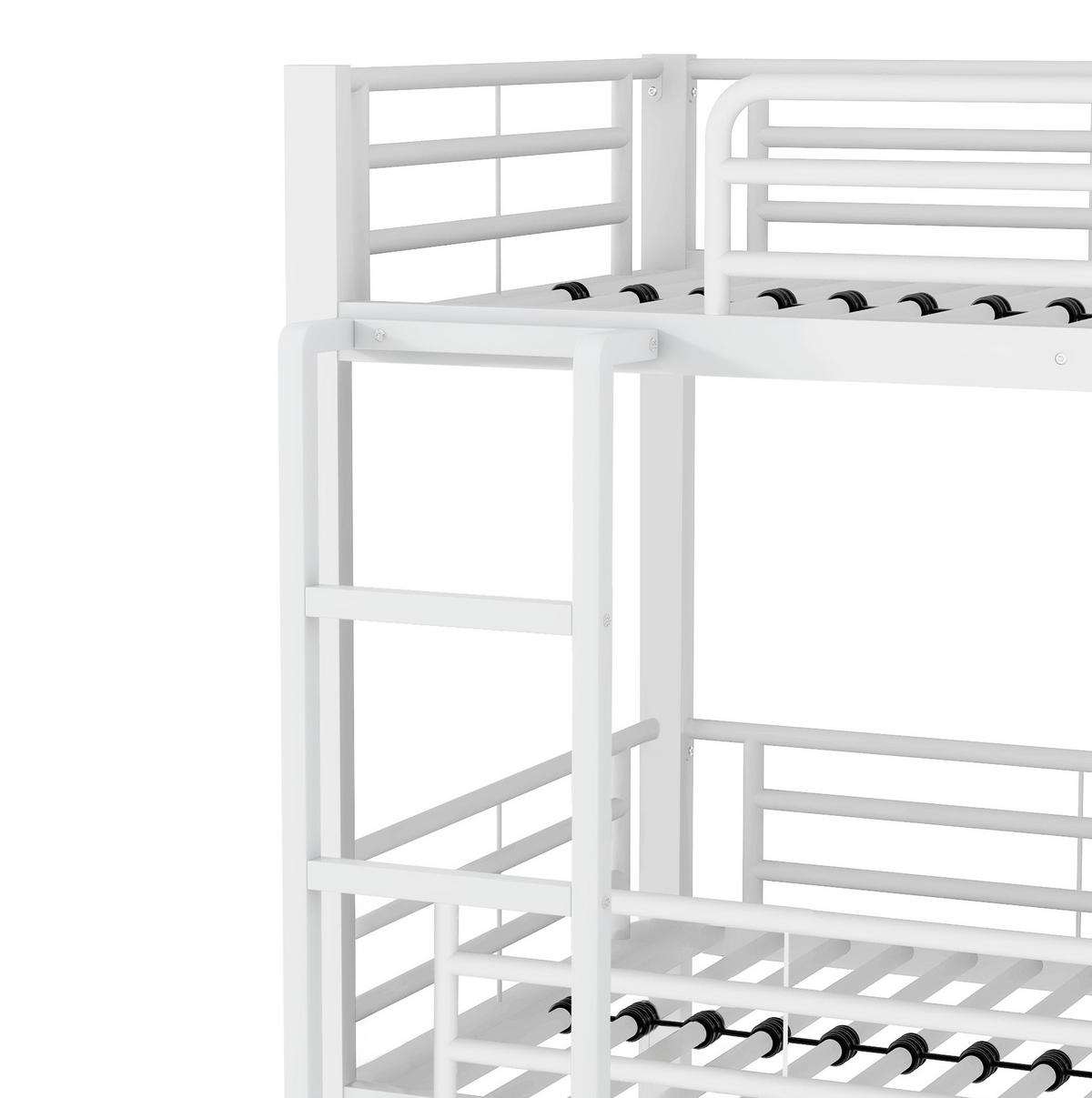 ETAGENBETT aus Metall 90x200 cm Weiß als Dreifach-Etagenbett mit Leiter und Sicherheitsgeländern - Weiß, Metall (90/200cm) - Modfu