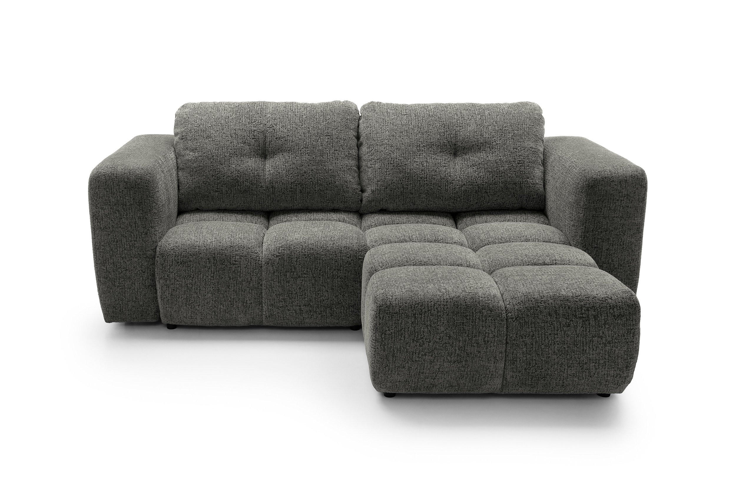 ECKSOFA ARTE 01 Grau Chenille mit Schlaffunktion - Dunkelgrau, Holz (245/177cm) - MASSENO