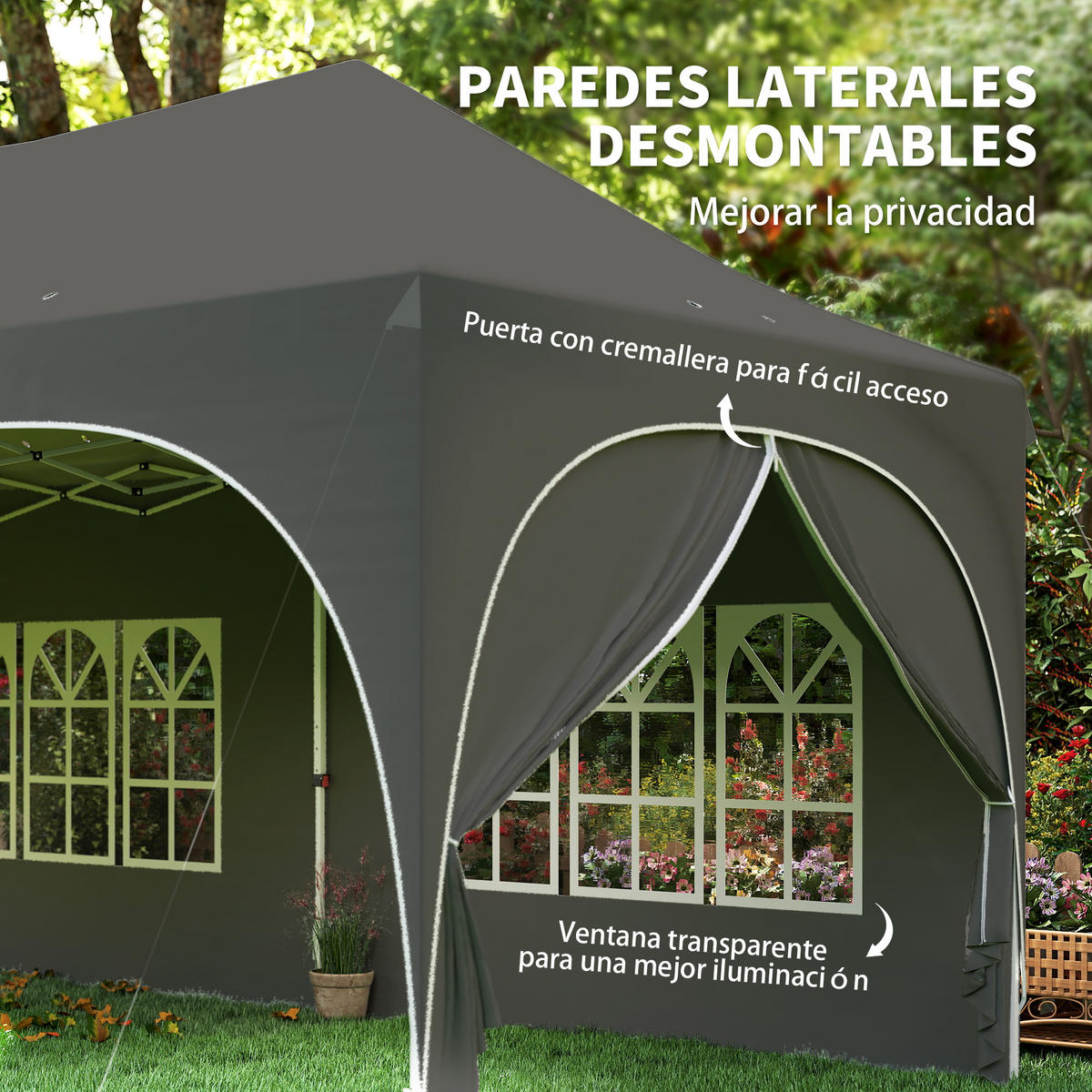 POP-UP-FALTZELT, 6×3m, dunkelgrau - Grau, Metall (300/315/598cm) - Vallsero