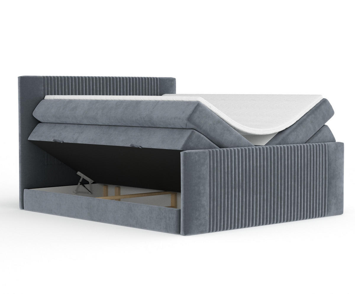 BOXSPRINGBETT Bergamo Grau 180/200 cm - Schwarz/Grau, Holz/Holzwerkstoff (180/200cm) - Maison de Reve