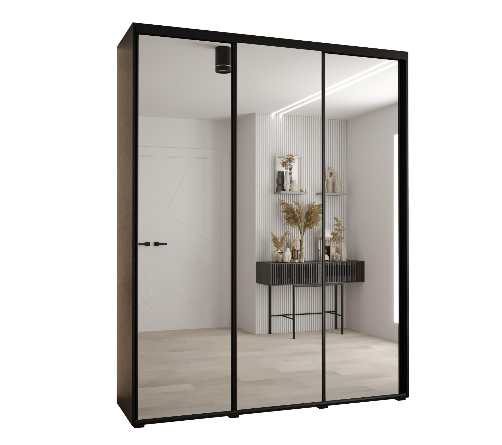 Abiks Möbel Schwebetürenschrank Schwarz, Schwarz, Schwarz 200x235x45 cm