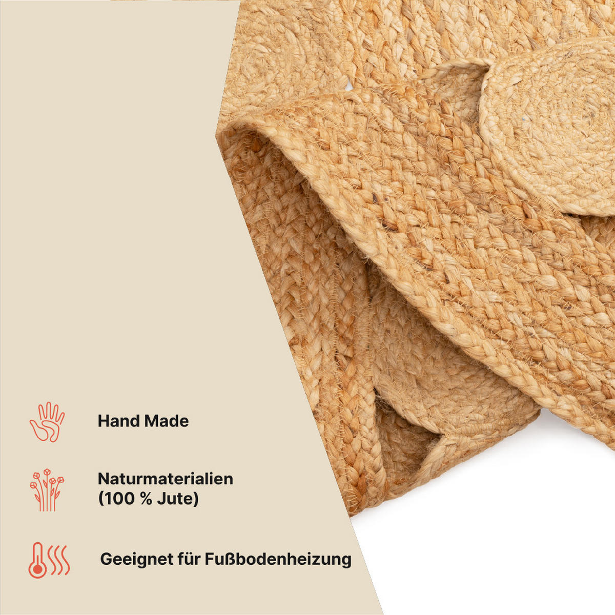 TEPPICH JUTE Rund Braun Beige 120/120 cm - Naturfarben, Textil (120/120cm) - Tapiso