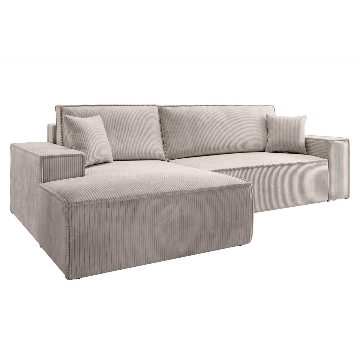 ECKSOFA Farese New Creme mit Cordbezug, links - Creme/Schwarz, Kunststoff/Textil (267/167cm) - Selsey