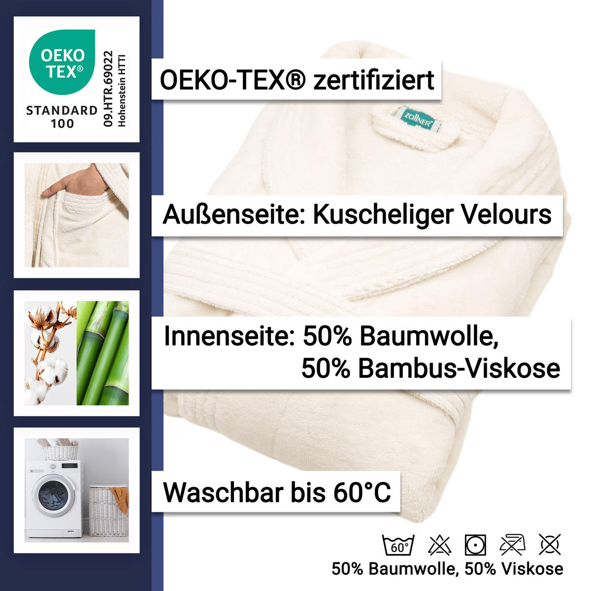 BADEMANTEL, XXL, 50% Polyester, 50% Baumwolle, Beige - Creme, Textil (XXLnull) - Zollner