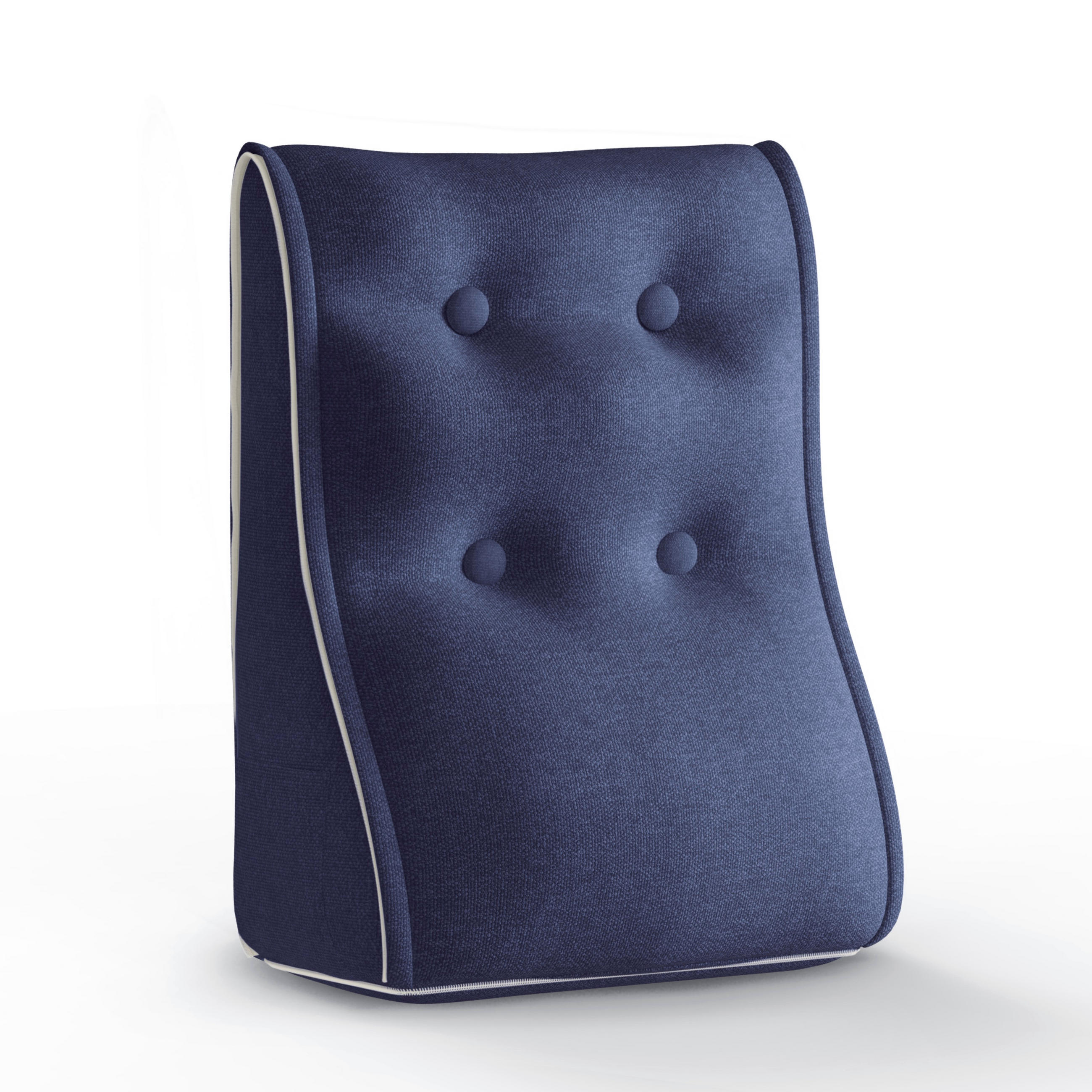 RÜCKENKISSEN Kopfteilkissen Polyesterleinen Blau 40/22cm - Blau, Textil (22/40cm) - Vercart