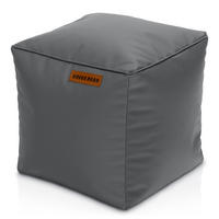 INDOOR HOCKER Cube eckig Kunstleder - Grau, Textil (40/40/40cm) - Green Bean