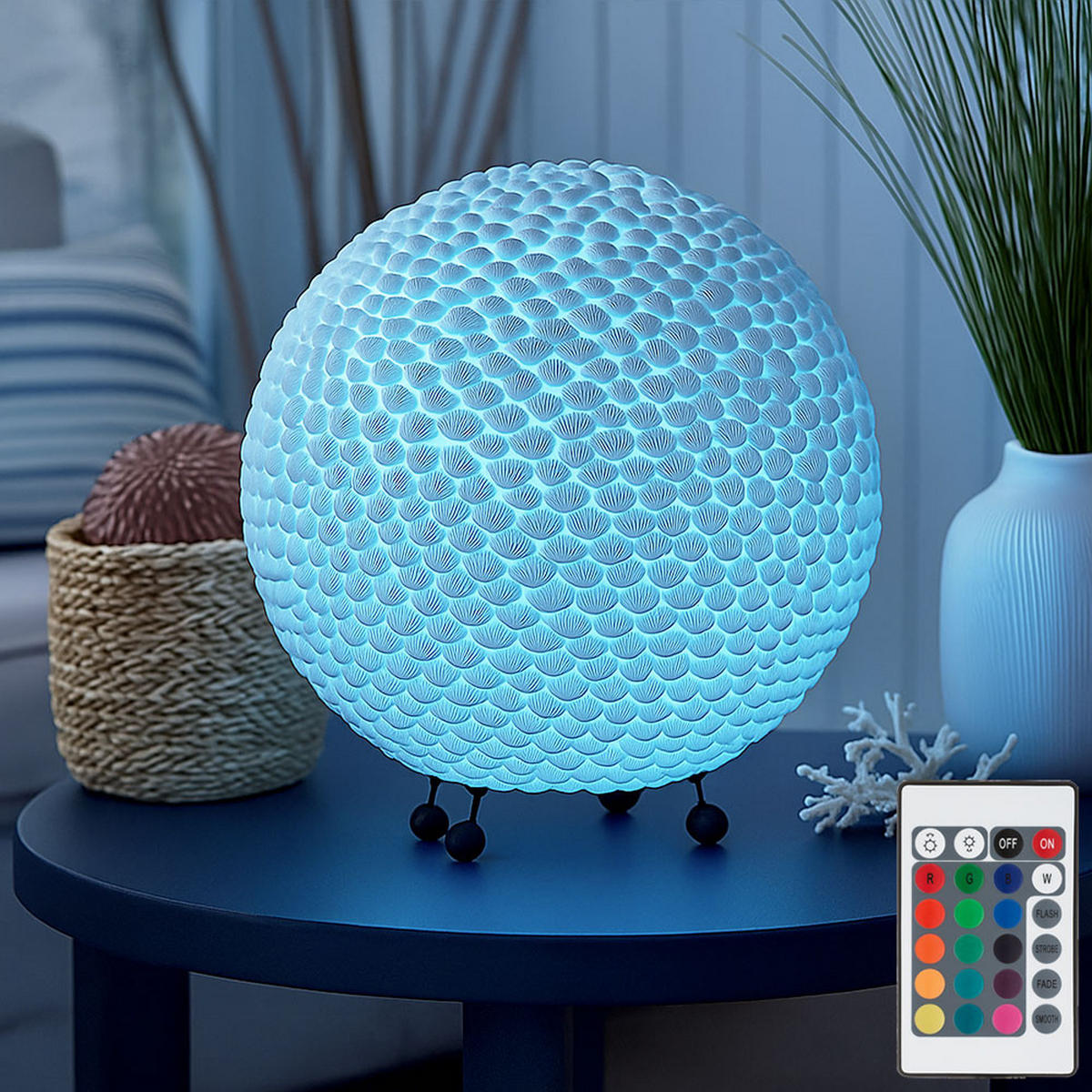 LED TISCHLEUCHTE Bali Weiß - Weiß, Metall (25/25/27cm)