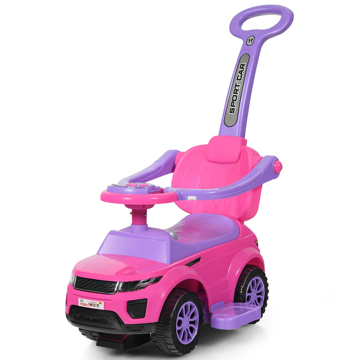 SCHIEBEWAGEN Rosa - Pink, Kunststoff (43/84/89cm) - COSTWAY