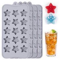 EISWÜRFELFORM Stern 4-teiliges Set Silikon Grau - Grau, Kunststoff (11/1.6/21cm)