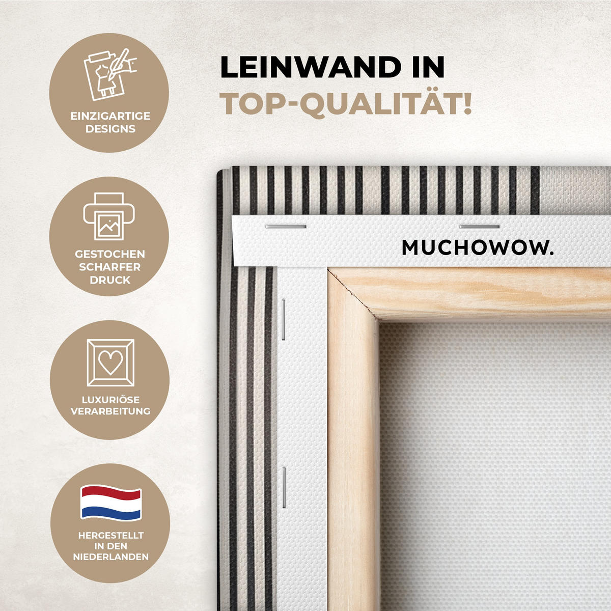 LEINWANDBILD Abstrakt - Japandi - Beige - Modern Wanddeko Schlafzimmer 60x90 cm - Schwarz, Textil (60/90cm) - MuchoWow