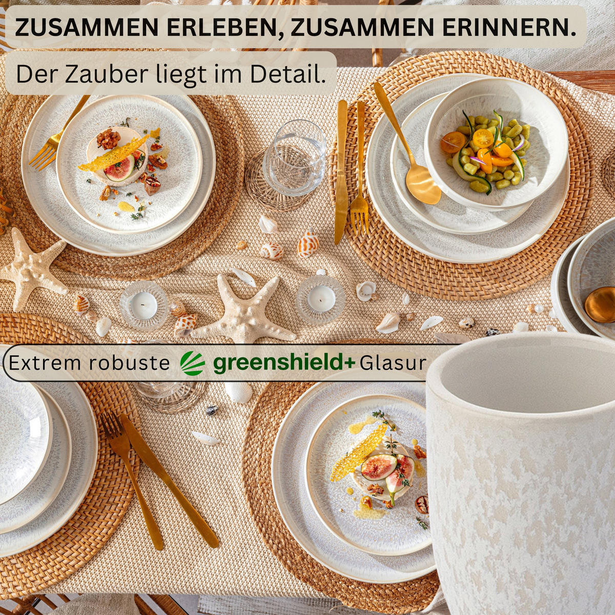 ESPRESSOBECHER SET KORFU - 4 teilig aus Steingut - Creme, Keramik (0.08L) - Sänger