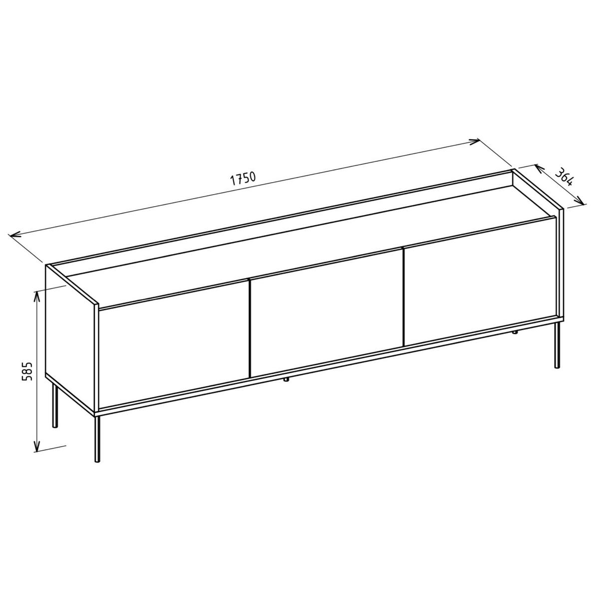 TV stolek Tovi Černý / Dekor ořech 175/58/36 cm - černá, kov/kompozitní dřevo (175/58.5/36.4cm) - Selsey