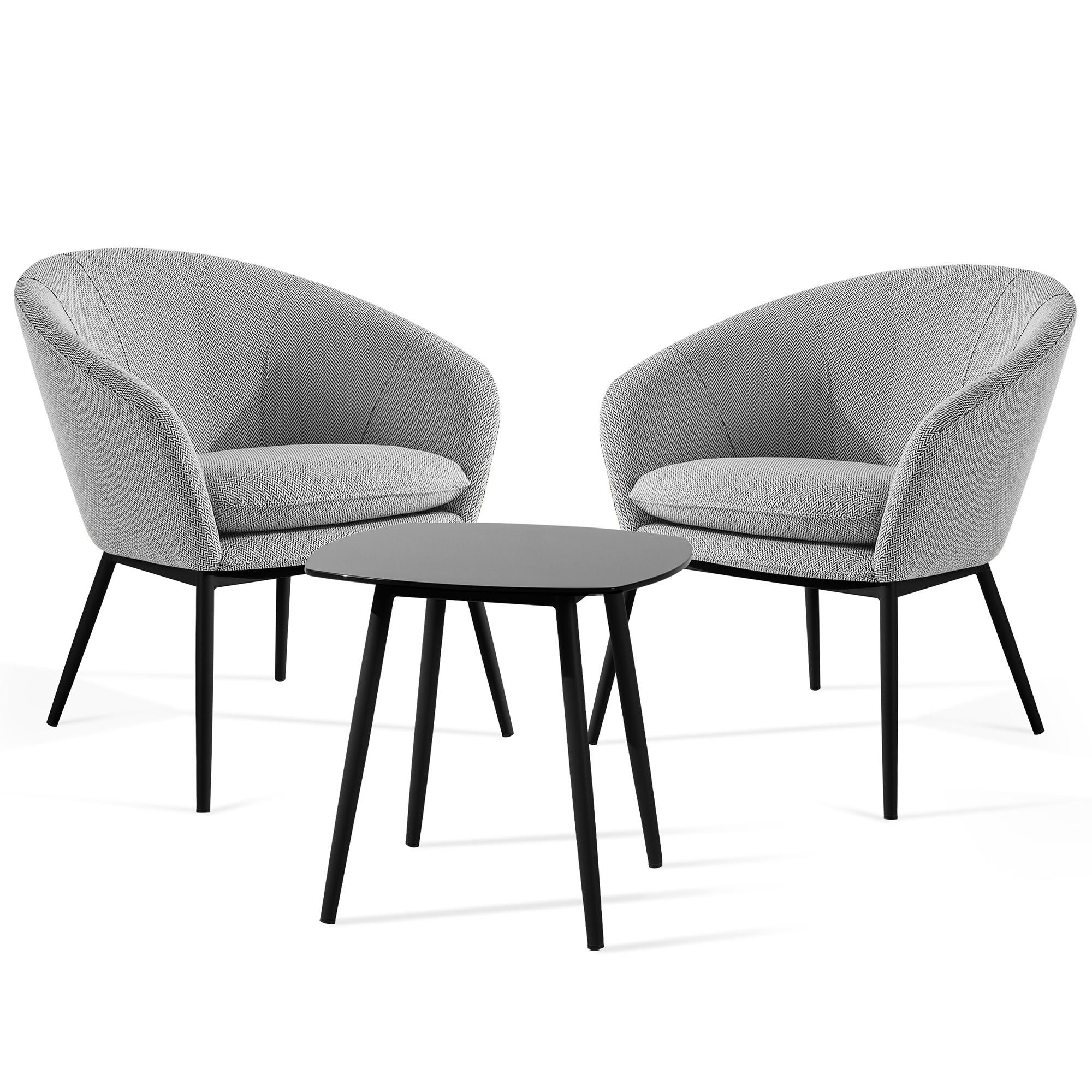 GARTENMÖBELSET SOLIS Gartenlounge-Set, weiß/schwarz - Weiß, Textil/Metall - KONSIMO®