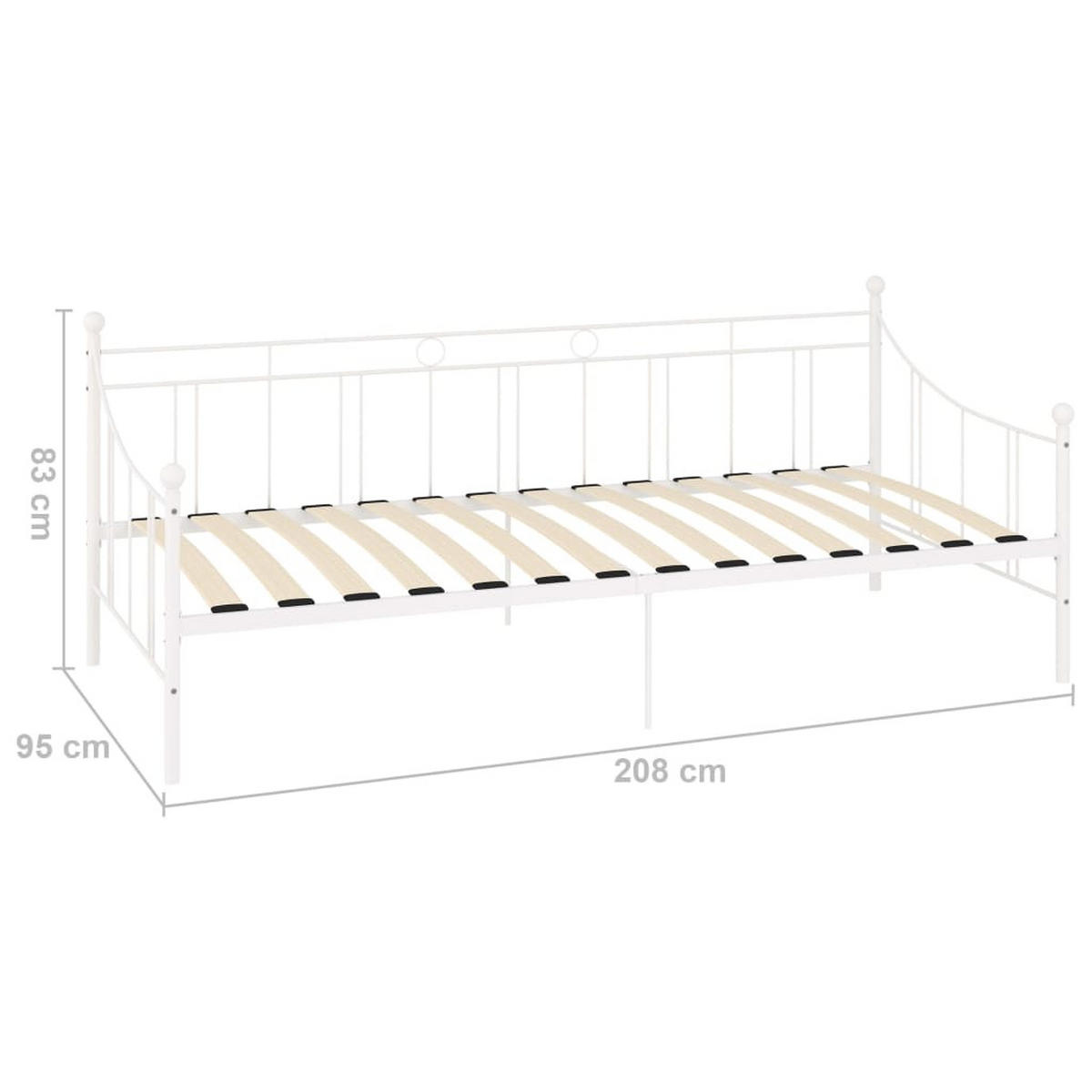 TAGESBETT-RAHMEN Weiss Metall 90/200 Cm - Weiß, Metall (90/200cm) - vidaXL