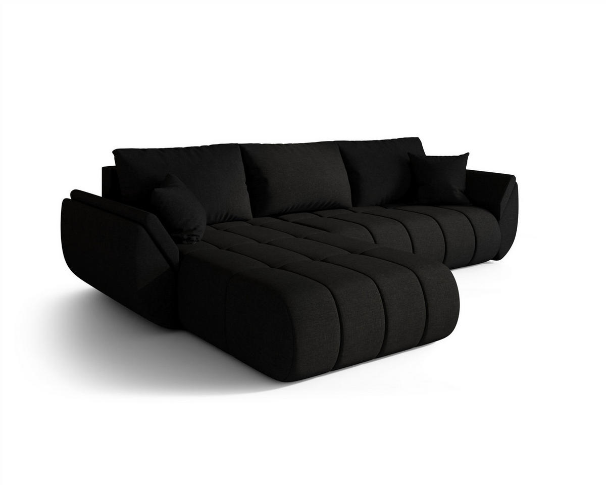 ECKSOFA Misato In Wind - Schwarz, Holzwerkstoff/Textil (175/280cm) - Fun Möbel