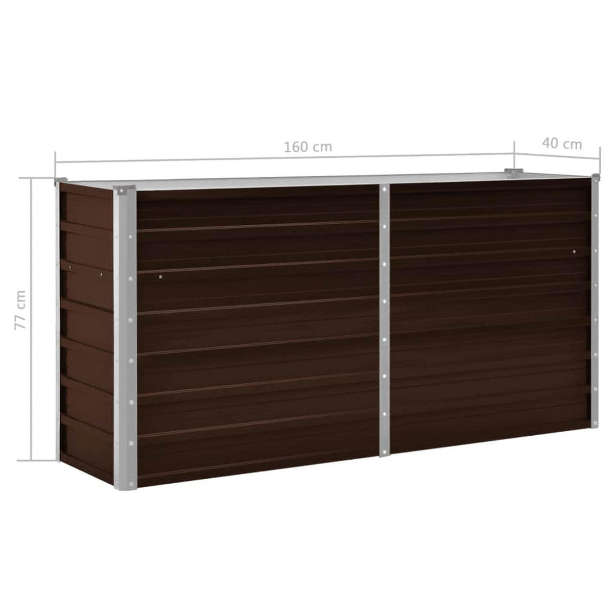 GARTEN-HOCHBEET Braun 160/40/77 Cm Verzinkter Stahl - Braun, Metall (160/77/40cm) - vidaXL