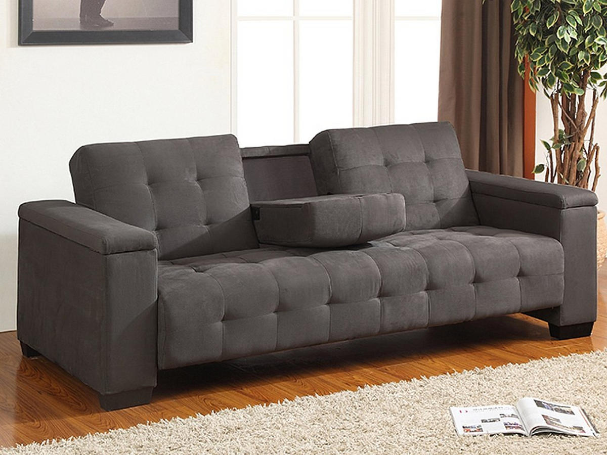 SCHLAFSOFA - 3 Personen - Stoff, Stoff - Grau - - Grau, Textil (218/88/94cm) - Vente-Unique