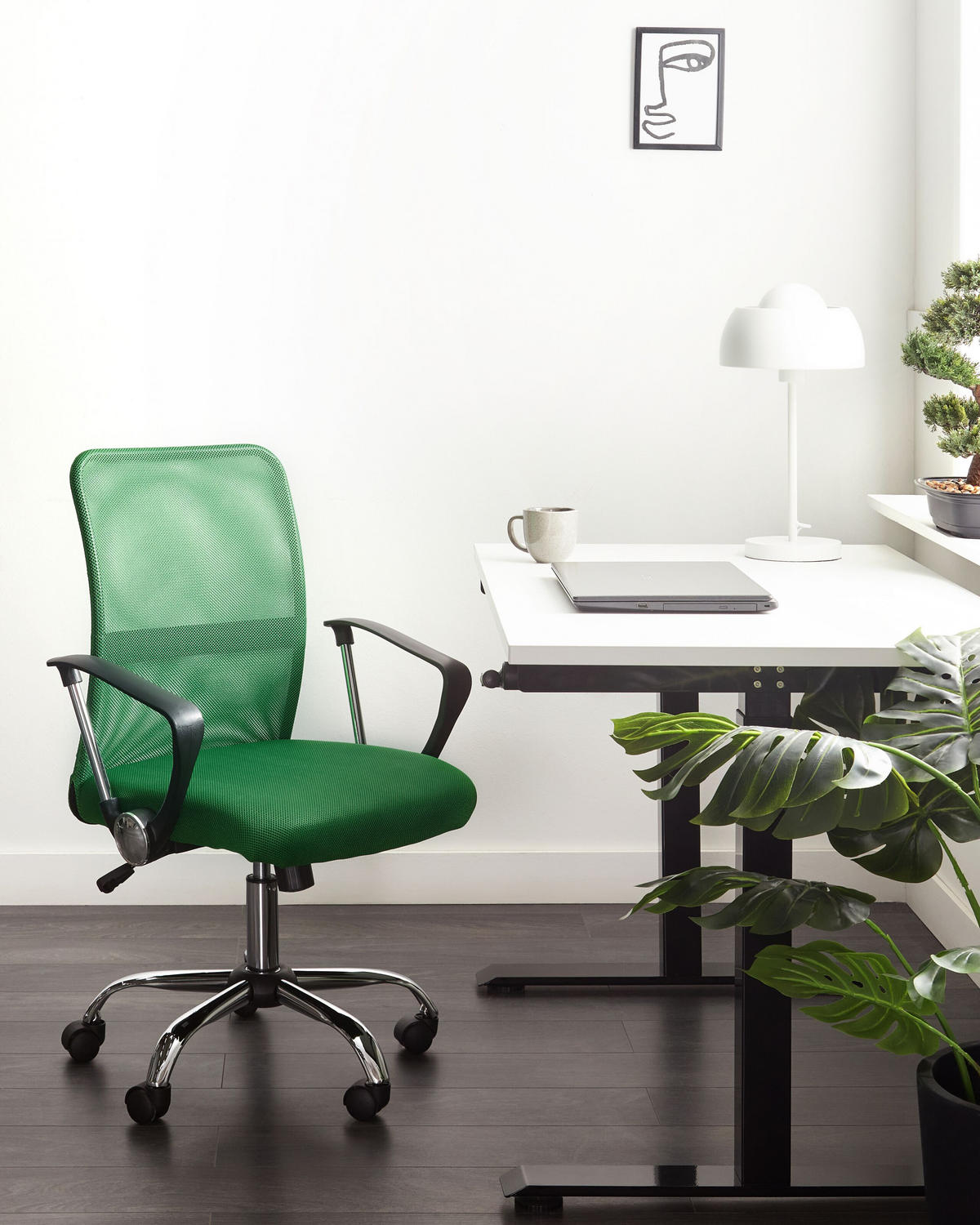 BÜROSTUHL Grün Best - Silberfarben/Schwarz, Textil (55/94/55cm) - Beliani