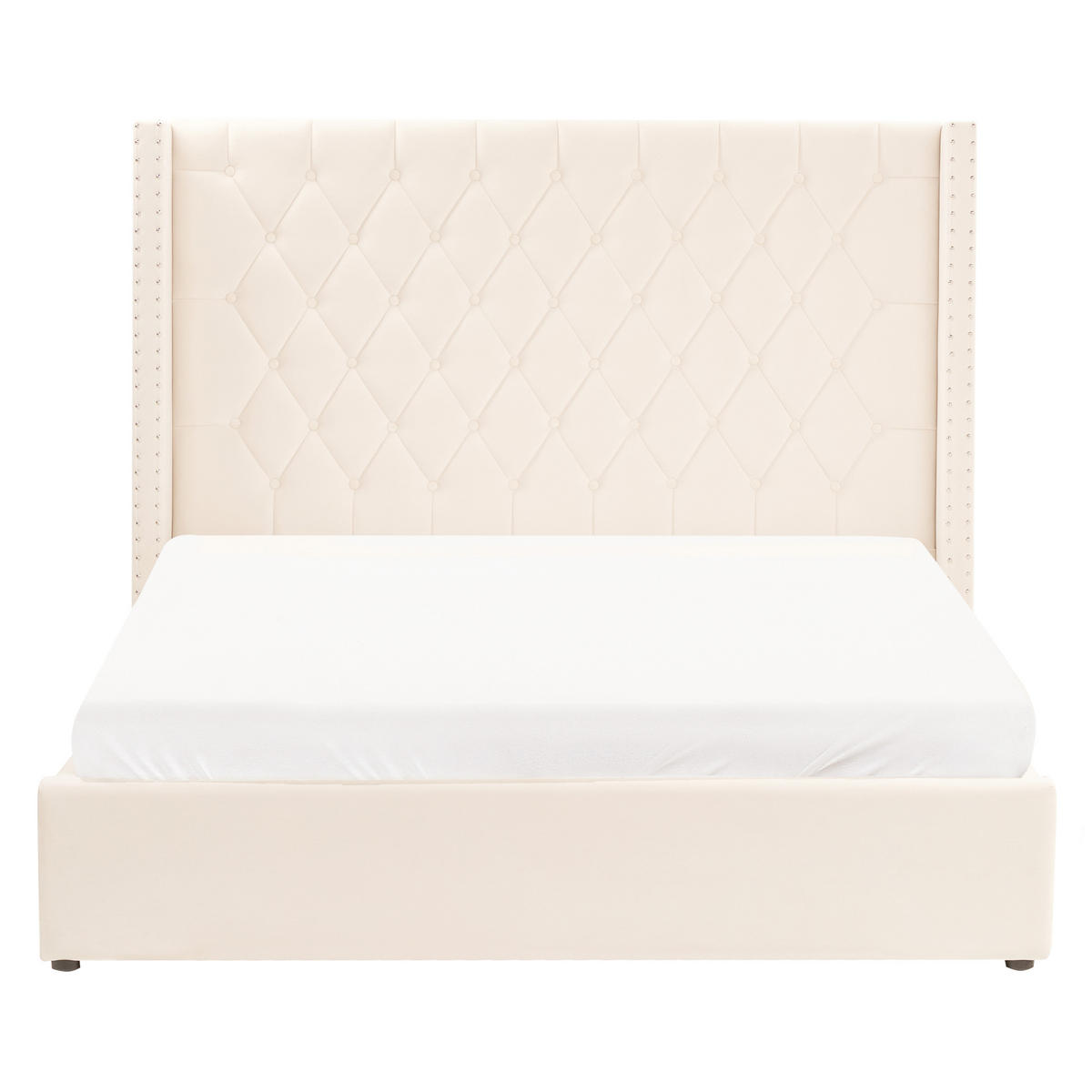 POLSTERBETT 160/200 cm Cremeweiß Lubbon - Creme, Textil (160/200cm) - Beliani