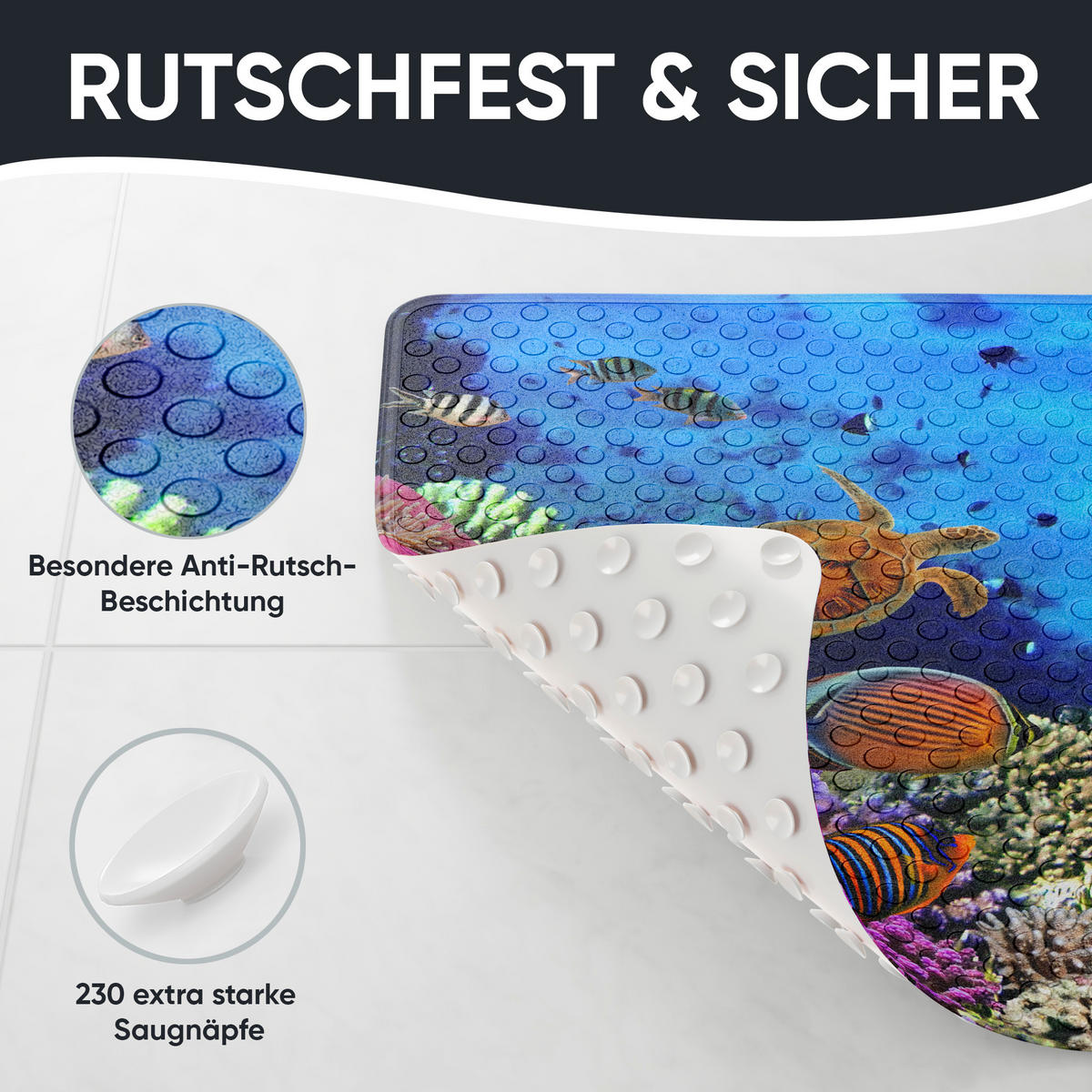 BADEMATTE Ocean - Blau, Kunststoff (53/53cm) - Sanilo